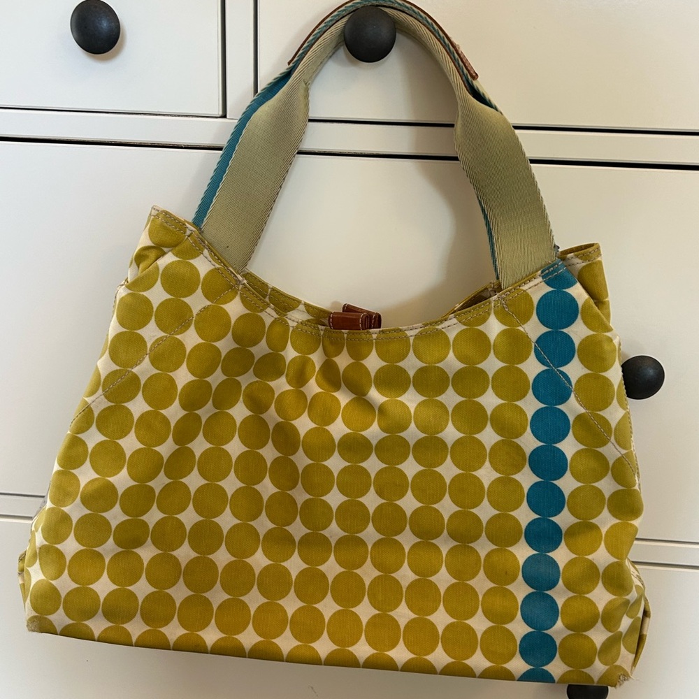 Vintage Orla Kiely. Green Dot shoulder bag with Teal Accent